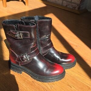 Arizona Jean Company Burgundy Red Leather Combat Boots